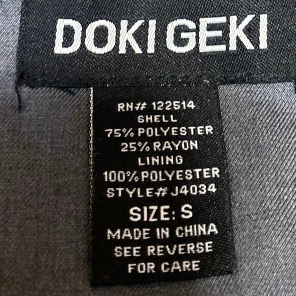 Doki Geki Women's Long Sleeve Gray Single Button Blazer Coat Suit Jacket Size S - Picture 3 of 3